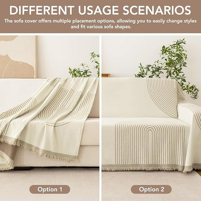 Couch Cover for Dogs, Boho Sofa Covers for 3 Cushion Couch, Chenille Sofa - Image 5