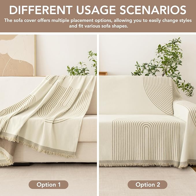 Couch Cover for Dogs, Boho Sofa Covers for 3 Cushion Couch, Chenille Sofa - Image 3