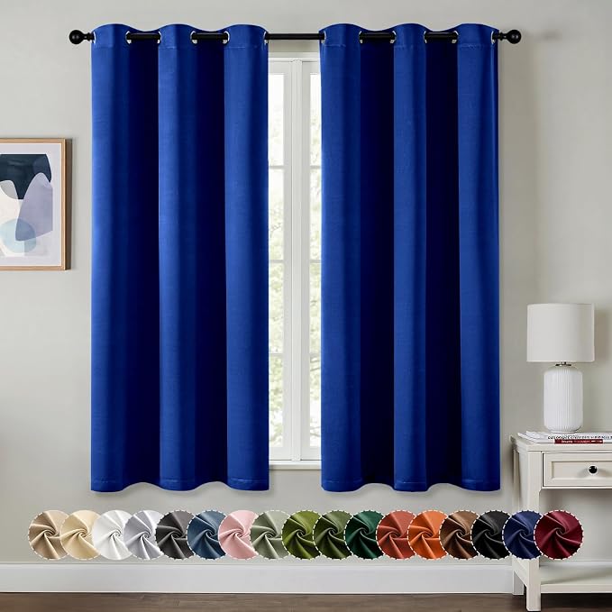 MIULEE Blackout Curtains for Bedroom 2 Panels 40 x 63 Inch Long Royal Blue | by MIULEE
