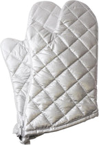 Silver Oven Mitts,Quilted Cotton Lining 13 Inch Oven Gloves,Heat Resistant for Kitchen Cooking,Grilling,Backing,Set of 2