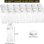 SpaceAid Spice Rack Organizer with 21 Spice Jars, 386 Spice Labels, Chalk Marker and Funnel Set for Cabinet, Countertop, Pantry, Cupboard or Door & Wall Mount - 21 Jars, 13.4" W × 9" H, White