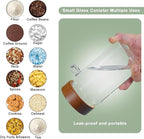 Glass Jars with Spoons Sugar Coffee Canister Round Glass Food Storage Jar for Spice Pantry Tea Coffee Bean Salt (2×550ml(18oz))
