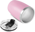 VEGOND Stainless Steel 12 oz Tumblers bulk Vacuum Insulated Double Wall Travel Tumbler with Lid and Straw Reusable Tumbler, Pink 6 pack
