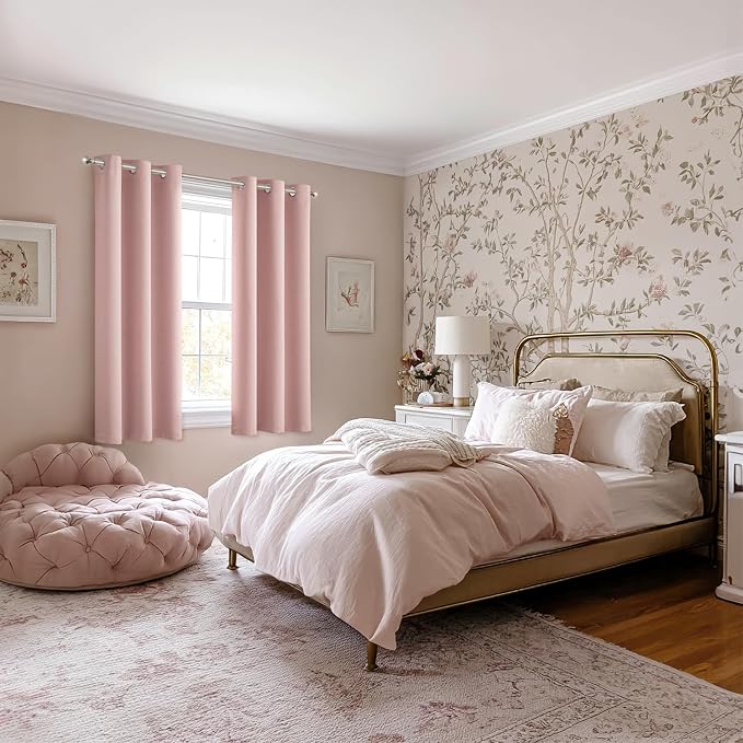 MIULEE Blackout Curtains for Bedroom 2 Panels 40 x 64 Inch Long Pink | Thermal - Image 6