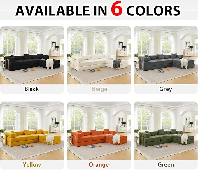 HANXIN 108" Modular Sectional Sofa, Futon Convertible Sofa Bed, Oversized - Image 6