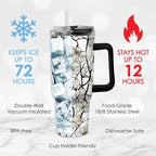 RainCaper 18/8 Stainless Steel Insulated Water Tumbler with Straw | 30oz, BPA-Free, Double Wall for Hot & Cold | Travel-Friendly, Cup Holder Ready (Tiffany Magnolia)