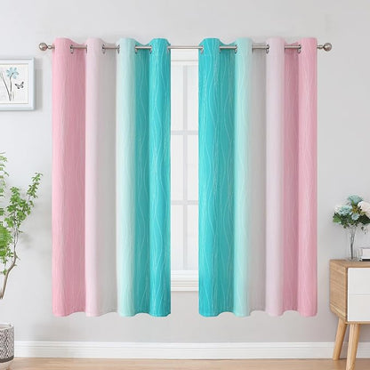 Pink and Teal Ombre Blackout Curtains - Image 2
