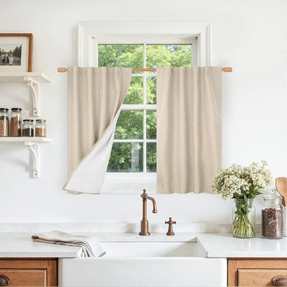 Short Linen Blackout Curtains 30 Inches by LAMIT