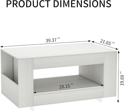 39" Wood Coffee Table for Living Room, Sides Storage - Image 2