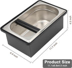 Espresso Knock Box, Coffee Knock Box for Espresso Grounds Disposal, Large Capacity, Equipped with Noise, Reduction Rubber Ring & Steel Holder, Ideal Tool for Espresso Machines, Black (Large)
