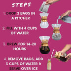 Sarasota Coffee 1905 Cold Brew Coffee Bags | Sweet Cream Jamaican Me Crazy | Blonde-Medium Roast | Smooth & Low Acid | Ground Filter Packs | Cold Brew Kit Makes 14 Cups | Creamy Vanilla & Caramel Notes