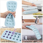 Moon Stars and Heart Ice Cube Tray Silicone Molds with Liquid Dropper，Easy Release Ice Trays with Lid, 24 Cavity Heart Mold for Ice Cubes, Gelatine, Chocolate, Baking and Candy