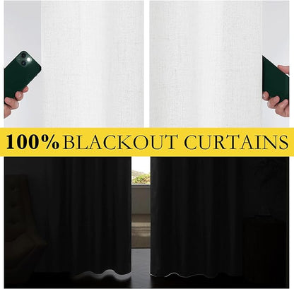 NICETOWN 100% Absolutely Blackout Linen Curtains - Image 3