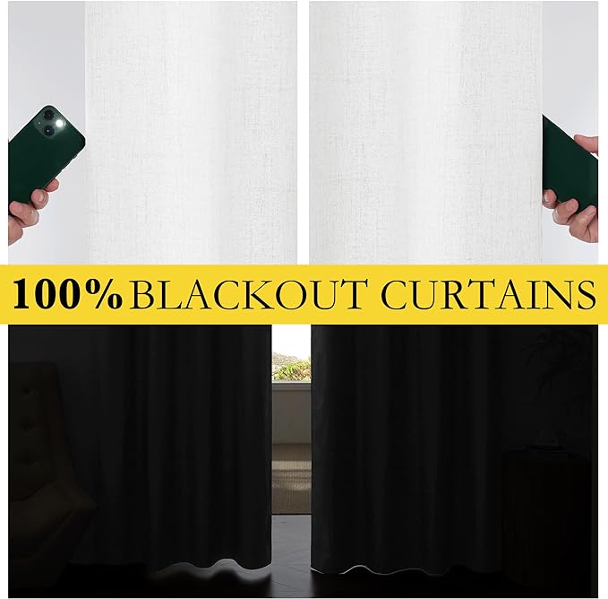 NICETOWN 100% Absolutely Blackout Linen Curtains - Image 4