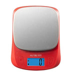 NUTRI FIT Ultra Slim Food Scale Digital Kitchen 1g Increment Measure in lb oz ml High Precision Weight in Grams and oz for Coffee Making, Meal Prep - Red/Stainless Steel