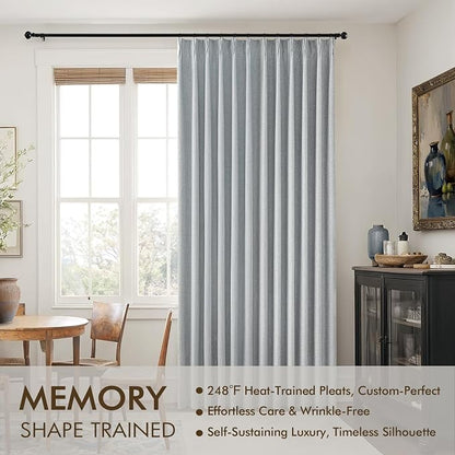 MIULEE Grayish Blue Pinch Pleated 100% Blackout Linen Curtains 40x84 Inches | - Image 3