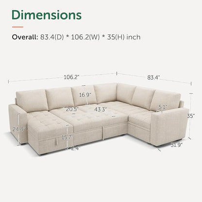 HONBAY Sectional Sleeper Sofa Couch - Image 2
