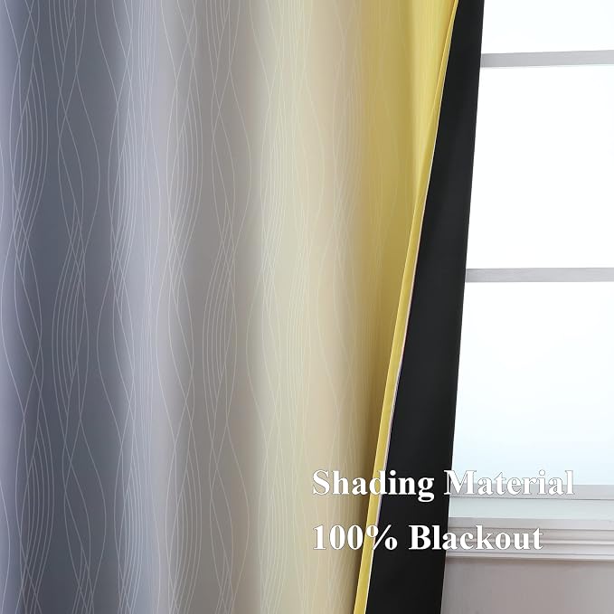 Grey and Yellow Ombre Blackout Curtains - Image 5