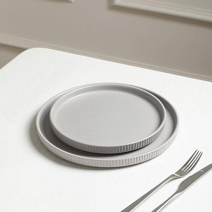 Stone Lain Haven Modern Stoneware 4 Piece Salad Plates Sets, Dish Set for 4, Reactive Glaze Grey