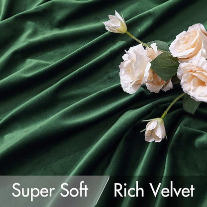 MIULEE Velvet Curtains 52x84 inches 2 Panels Hunter Green Blackout Curtains | - Image 4