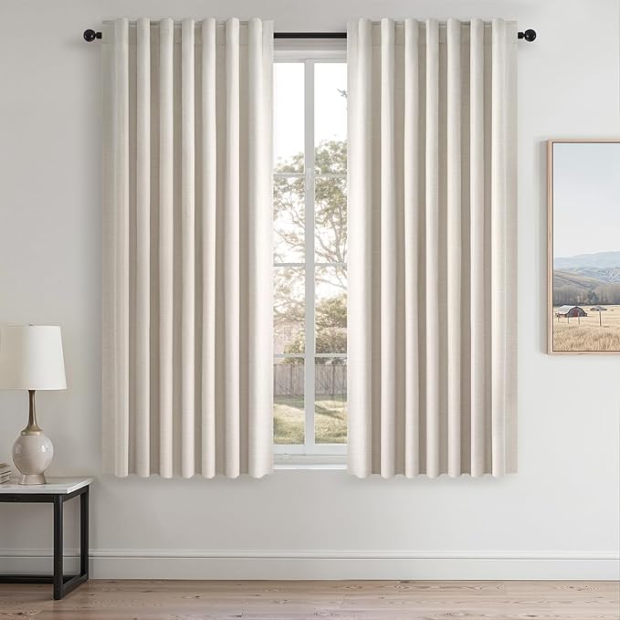Topfinel 78 Inch Long Linen Blackout Curtains 2 Panels Set by Topfinel