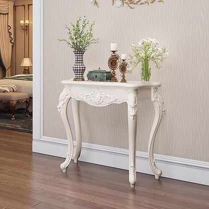 Victorian Style White Console Table, Vintage Entryway Foyer Narrow Sofa Table by Unknown