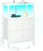 LOAKEKEL LED Night Stand with Charging Station, Small Bedside Table with USB by LOAKEKEL