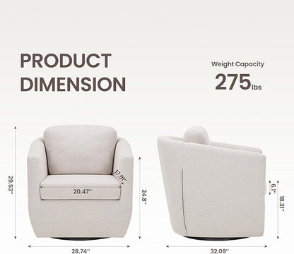 COLAMY 360° Swivel Accent Chair No-Sag Foam & Sturdy Metal Base, Fully - Image 2