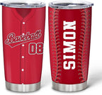 Hyturtle Personalized Baseball Tumbler Baseball Players Design Stainless Steel Double Walled Vacuum Insulated Tumblers 20oz30oz Coffee Travel Mug Cup Christmas Gift For Men Boys Friends Dad Sports Fan