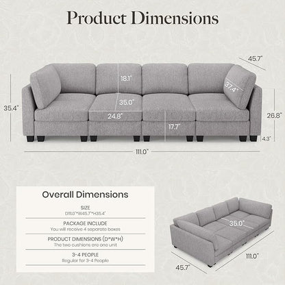 Belffin 111" Cloud Sectional Sleeper Sofa - Image 2