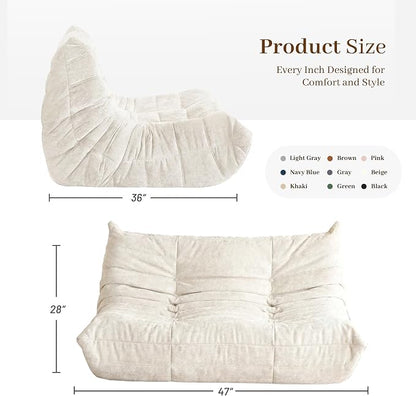Bean Bag Chair, 2 Seater Lazy Bean Bag Sofa Memory Foam Couch, Giant Bean Bag - Image 3