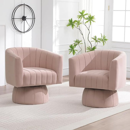 Swivel Accent Barrel Chair Set of 2, Cute Comfy Small Round 360° Arm Chair by YUUIJOAA