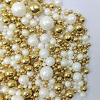 Edible White Gold Sugar Pearls Candy Sprinkles 120G/ 4.23Ounce Baking Cake Sprinkles Cupcake and Cake Topper Cookie Decorations Wedding Party Valentines Halloween Christmas Supplies