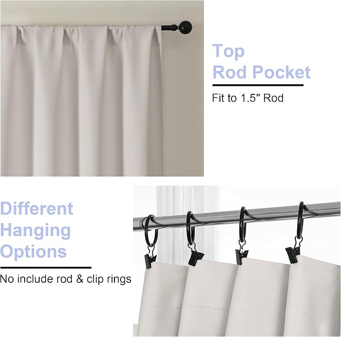Simplebrand Ava Natural Short 30 Inches Blackout Curtain 2 Panels Set, Half - Image 5