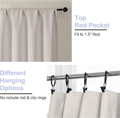Simplebrand Ava Natural Short 30 Inches Blackout Curtain 2 Panels Set, Half - Image 5