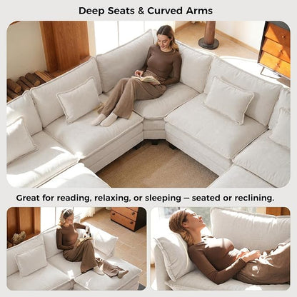 ELUCHANG 114" Oversized V-Shaped Cloud Couch Modular Sectional Sofa - Image 7