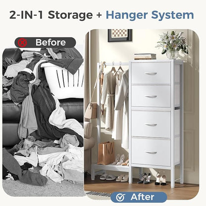 OLIXIS Dresser with Hanging Rack, 4 in 1 Storage Fabric Dresser - Image 2