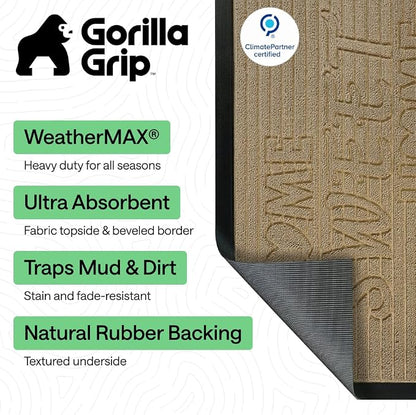 GORILLA GRIP 100% Waterproof All-Season WeatherMAX Doormat 35x23, US Designed - Image 2