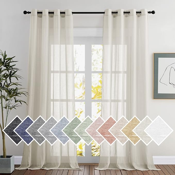 NICETOWN polyester Curtains for Windows 96 inch Length, Grommet Semi Sheer by NICETOWN