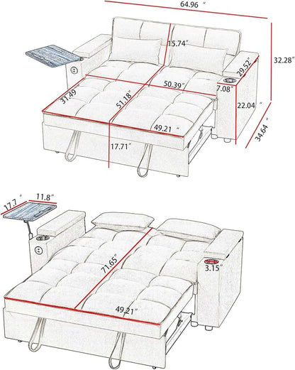 Auvsoce 65'' Convertible Sleeper Sofa Bed - Image 2