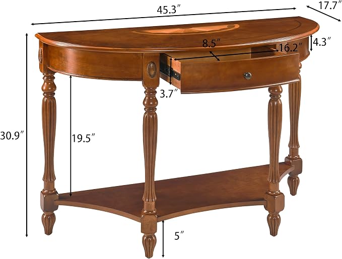 Solid Wood Semi-Circle Console Table - Image 2