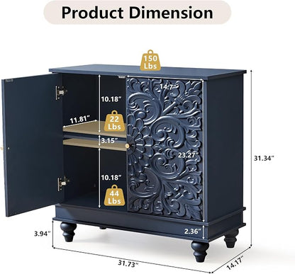 weselon Accent Cabinet Set of 2, Luxury Carving Board Buffet Cabinet - Image 2