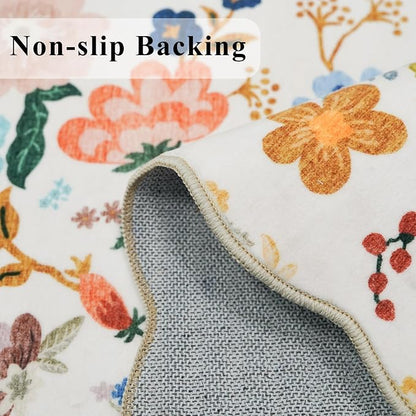 Washable 2x3 Entryway Scalloped Rug: Floral Thin Door Mat Non Slip Water - Image 6