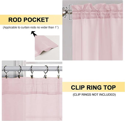Blush Pink Sheer Curtains 63 Inches Long 2 Panels - Image 2