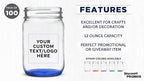 DISCOUNT PROMOS Custom Decorating Mason Jars 12 oz. Set of 100, Personalized Bulk Pack - Glass Jars for Overnight Oats, Candies, Fruits, Pickles, Spices, Beverages - Blue