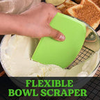 SURDOCA Dough Scraper Bench Scraper - 3P 5.9x4.3" Plastic Flexible Bowl Scraper, Sharp Edge & Angles Cake Scraper. Non-Slip Bakeware Decorating Tools Sculpting & Modeling Tools - White+Yellow+White