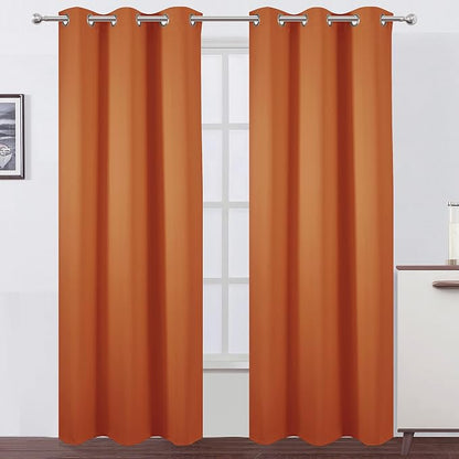 Blackout Curtains 42 x 84 inch/Orange Curtains Set of 2 Panels/Thermal by Lemomo