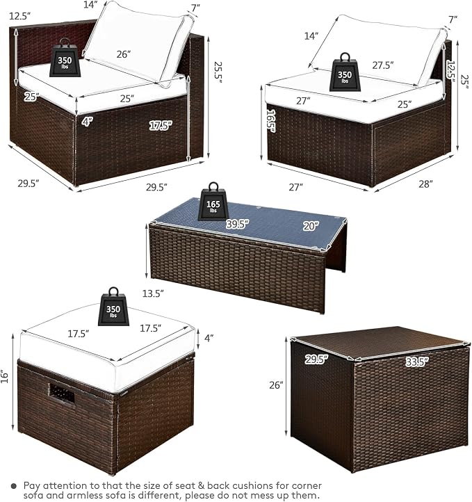 Tangkula 8 Piece Patio Furniture Set, Patiojoy Outdoor Space Saving PE Rattan - Image 5