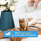 Glass Juice Bottles with Lids, 3 Pack Clear Glass Water Bottles w 2 Pour Spouts, 16 Oz Reusable Milk Jug w 100% Airtight Cap and Scale for Juicing Containers, Breast Milk Storage, Drinking Jar