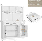 HOSTACK Buffet Cabinet with Hutch, Modern Farmhouse Kitchen Buffet Sideboard Storage with 3 Drawers, Barn Door Coffee Bar Station, Liquor Cabinet for Dining Room, Living Room, White